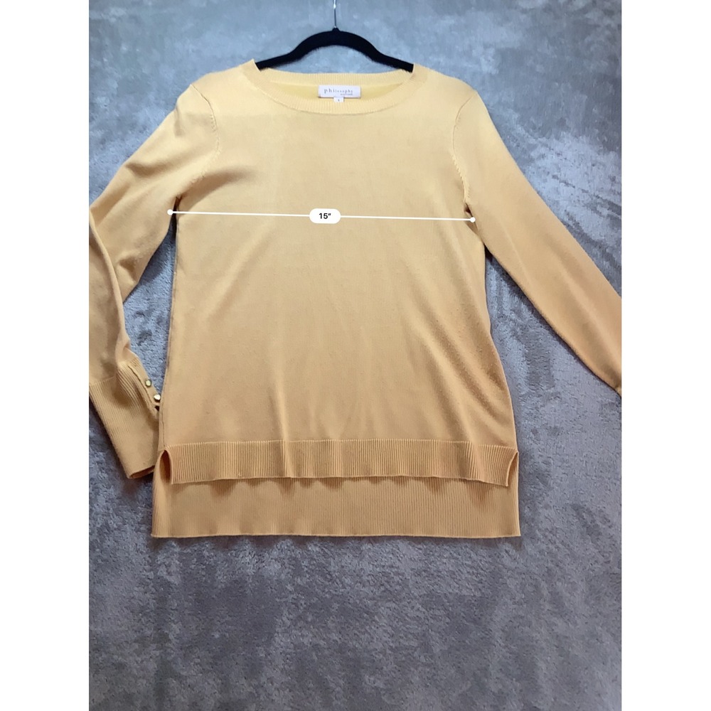 Philosophy Republic Clothing Mustard Yellow Gold Button Cuff Sweater Women Small - Picture 6 of 7
